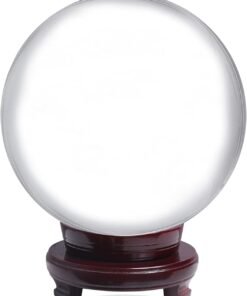 LONGWIN 200mm Clear Crystal Ball Free Wooden Stand