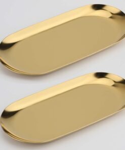 Gold Oval Stainless Steel Tray Set of 2
