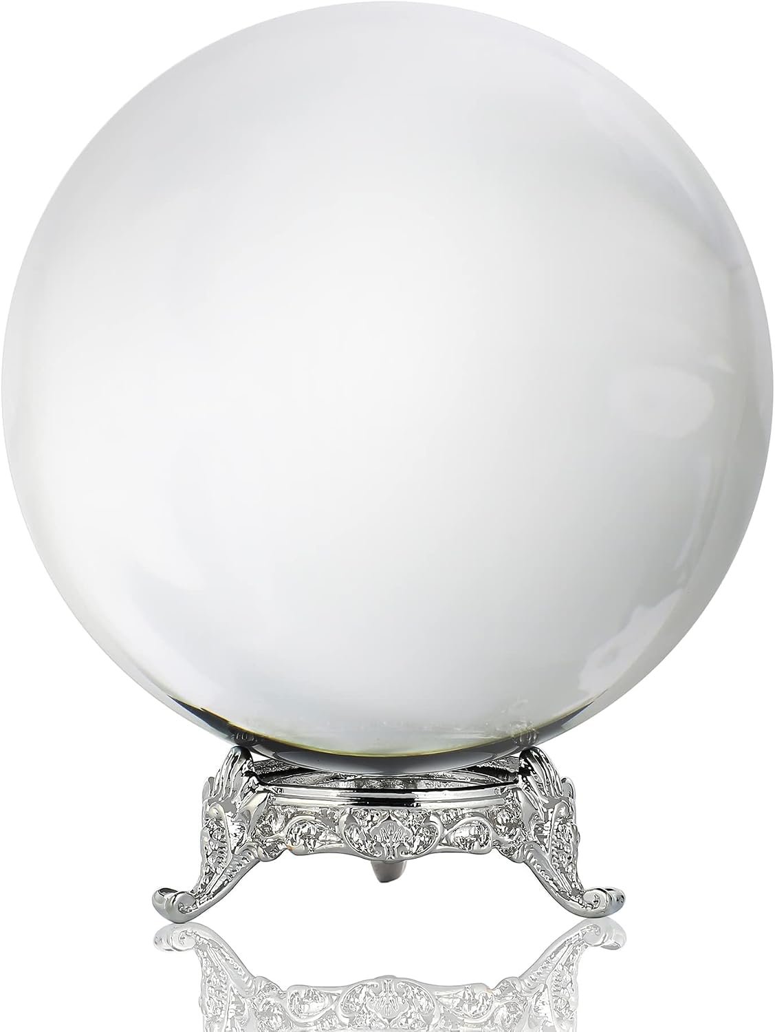 100mm Clear Crystal Ball Metal Stand Fortune Teller