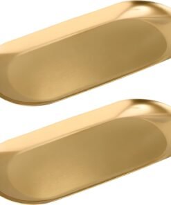 Vaincre 2PCS Gold Oval Stainless Steel Ring Tray