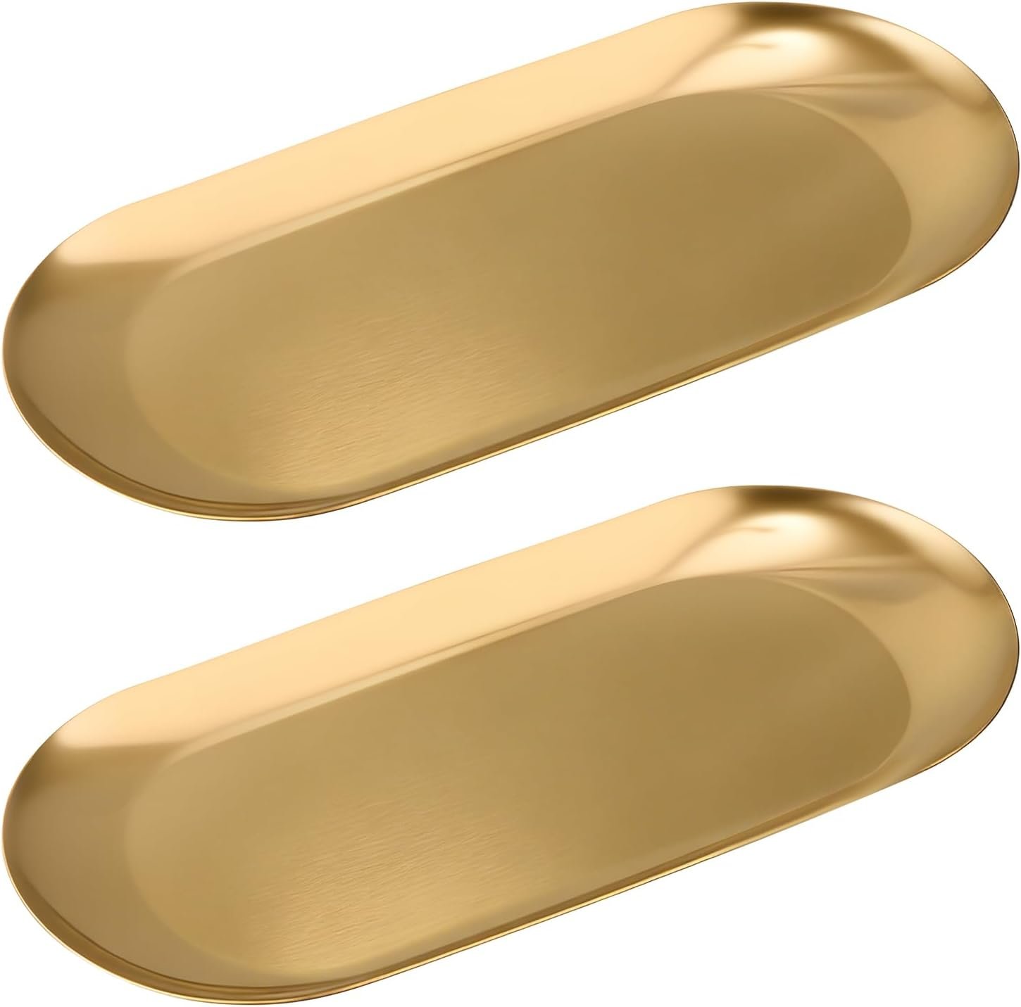 Vaincre 2PCS Gold Oval Stainless Steel Ring Tray
