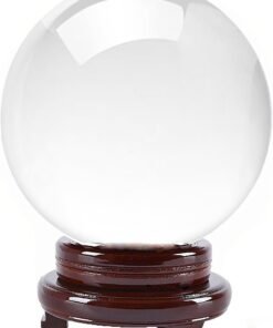 Amlong 8 inch Crystal Ball with Wooden Stand