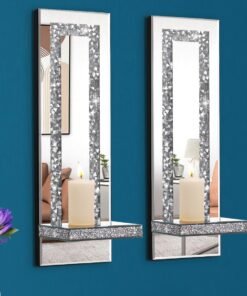 Set of 2 Mirrored Wall Candle Sconces
