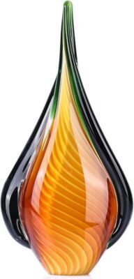 XMGZQ 9 Inch Orange Hand Blown Glass Sculpture