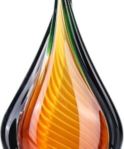 XMGZQ 9 Inch Orange Hand Blown Glass Sculpture