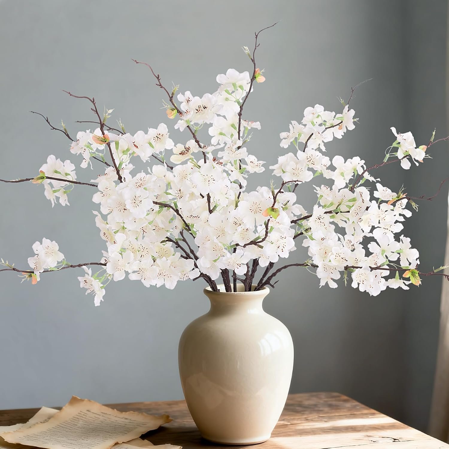 INXUGAO 12 PCS Artificial Cherry Blossom Branch Decor Indoor