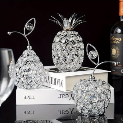 3 Crystal Metal Pineapple Pear Hollow Centerpiece