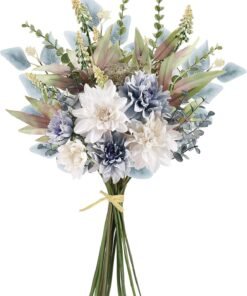 Blue White Silk Fake Flower Bouquet for Decoration