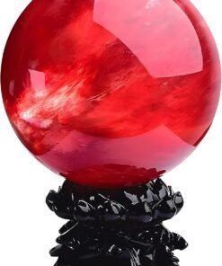GYKLE 4 Inch Red Crystal Ball with Stand