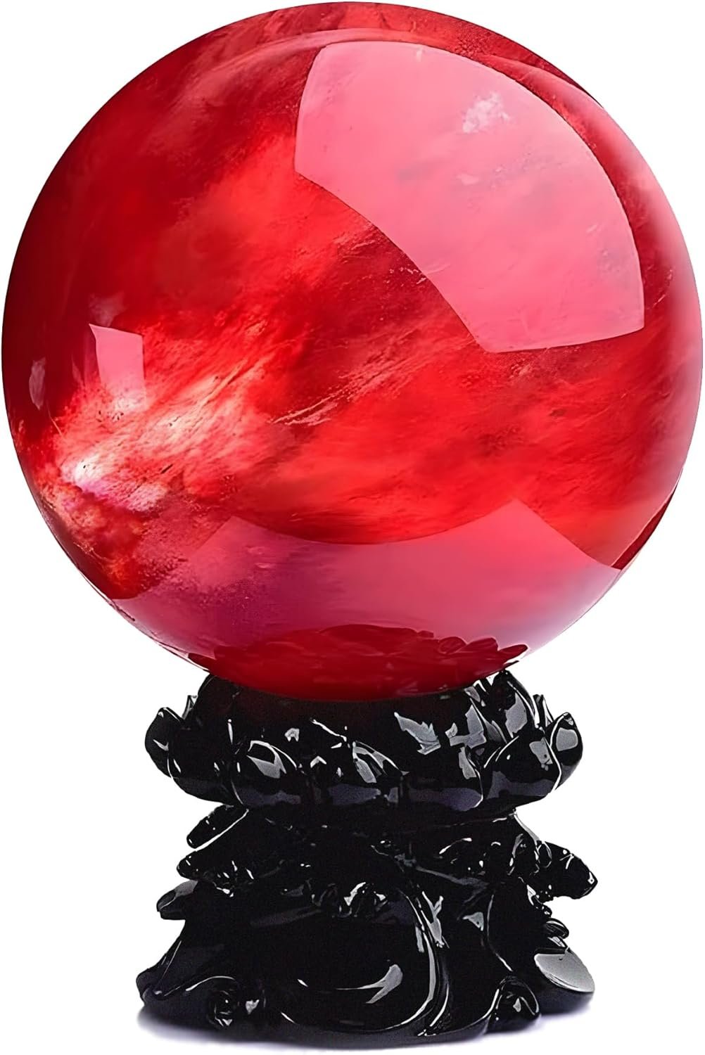 GYKLE 4 Inch Red Crystal Ball with Stand