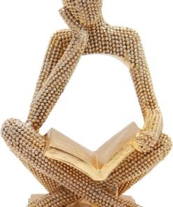 Sparkling Gold Reading Woman Figurine, Abstract Modern Decor