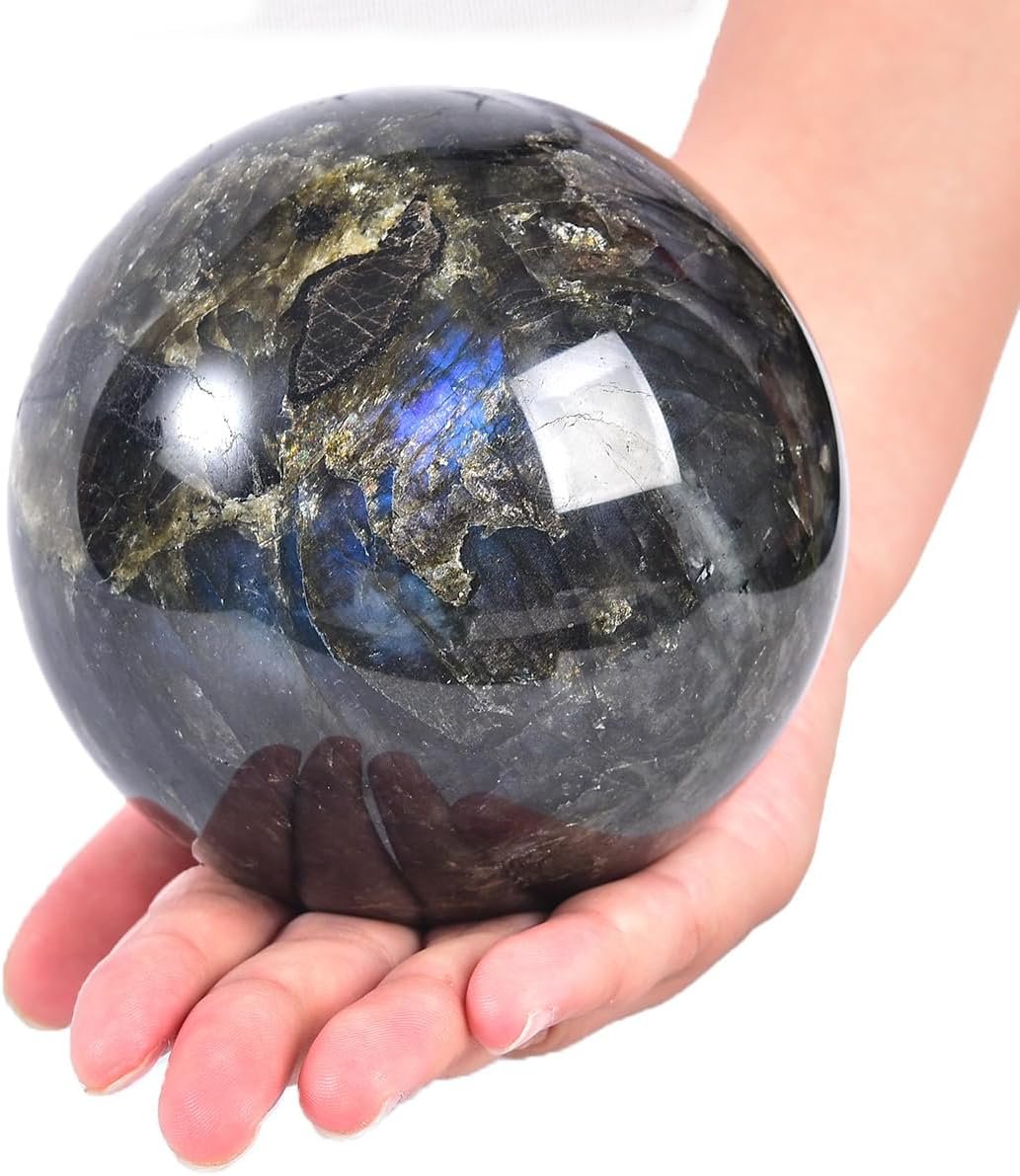Large Labradorite Sphere With Stand Witchcraft Meditation Decor