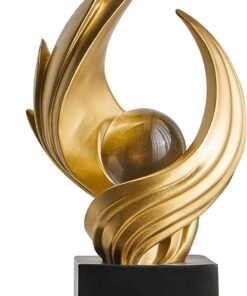 Abstract Resin Gold Sculpture, Modern Living Room Decor