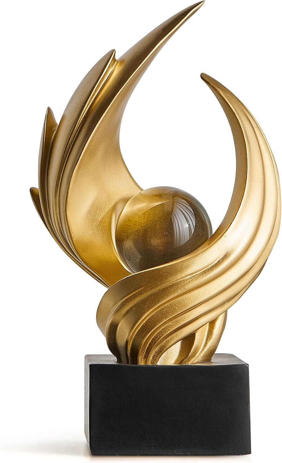 Abstract Resin Gold Sculpture, Modern Living Room Decor