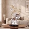 Clear Glass Sculpture with Gold Branch Nature Decor