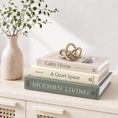 Set of 3 Stackable Sage Green Decorative Books