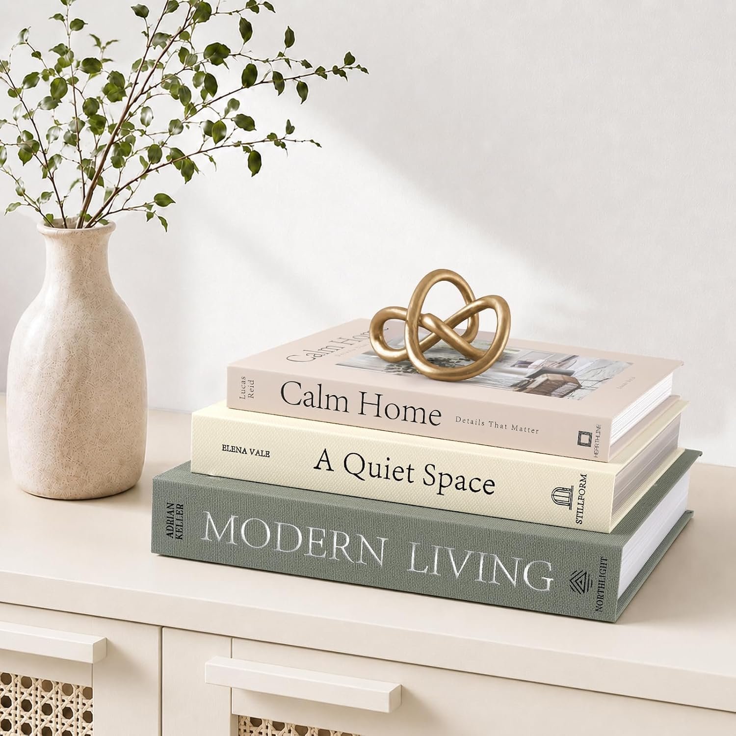 Set of 3 Stackable Sage Green Decorative Books