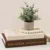 Van Gogh Neutral Linen Faux Books, Stackable Storage