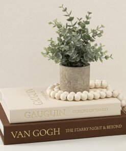 Van Gogh Neutral Linen Faux Books, Stackable Storage