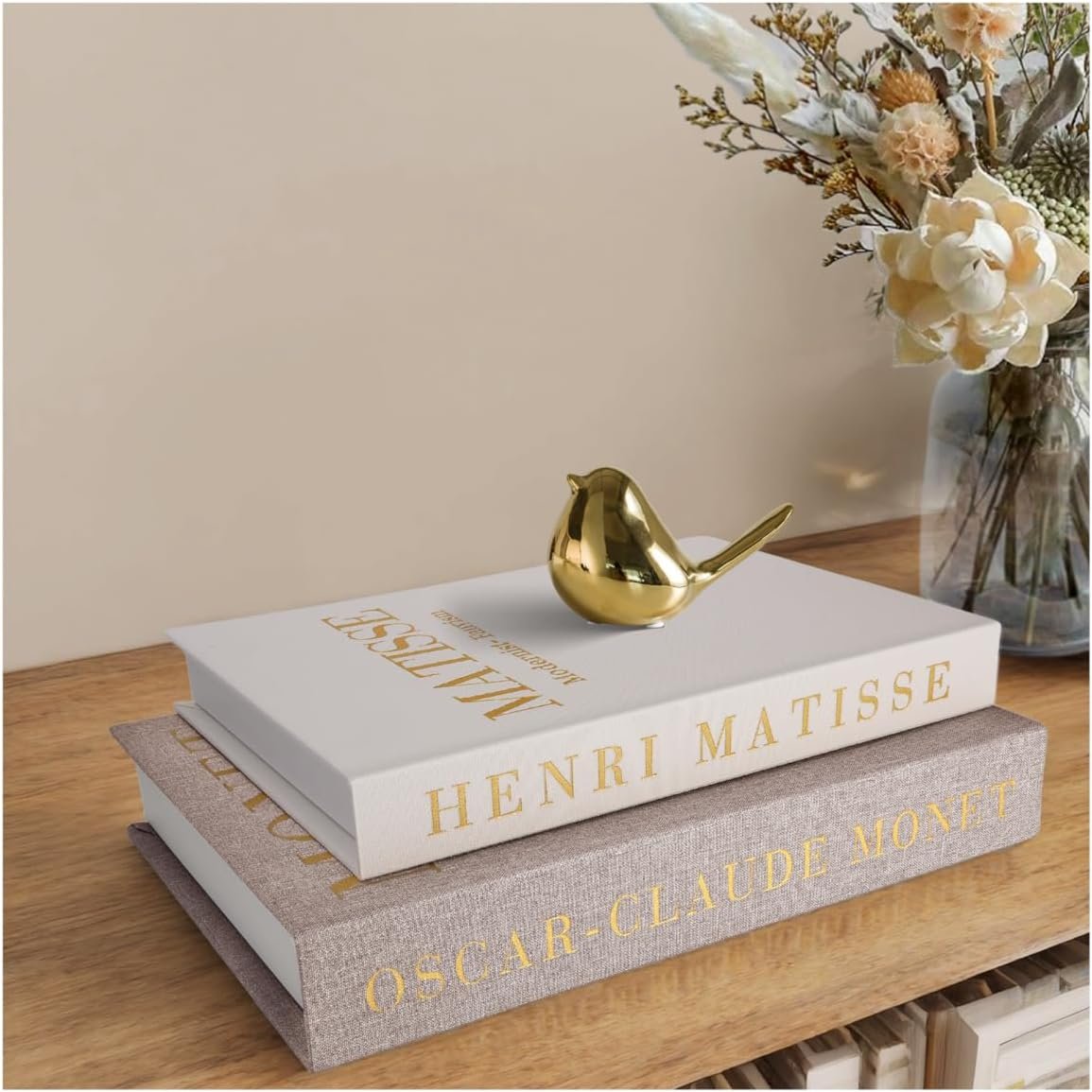 Linen Faux Coffee Table Books Set of 2