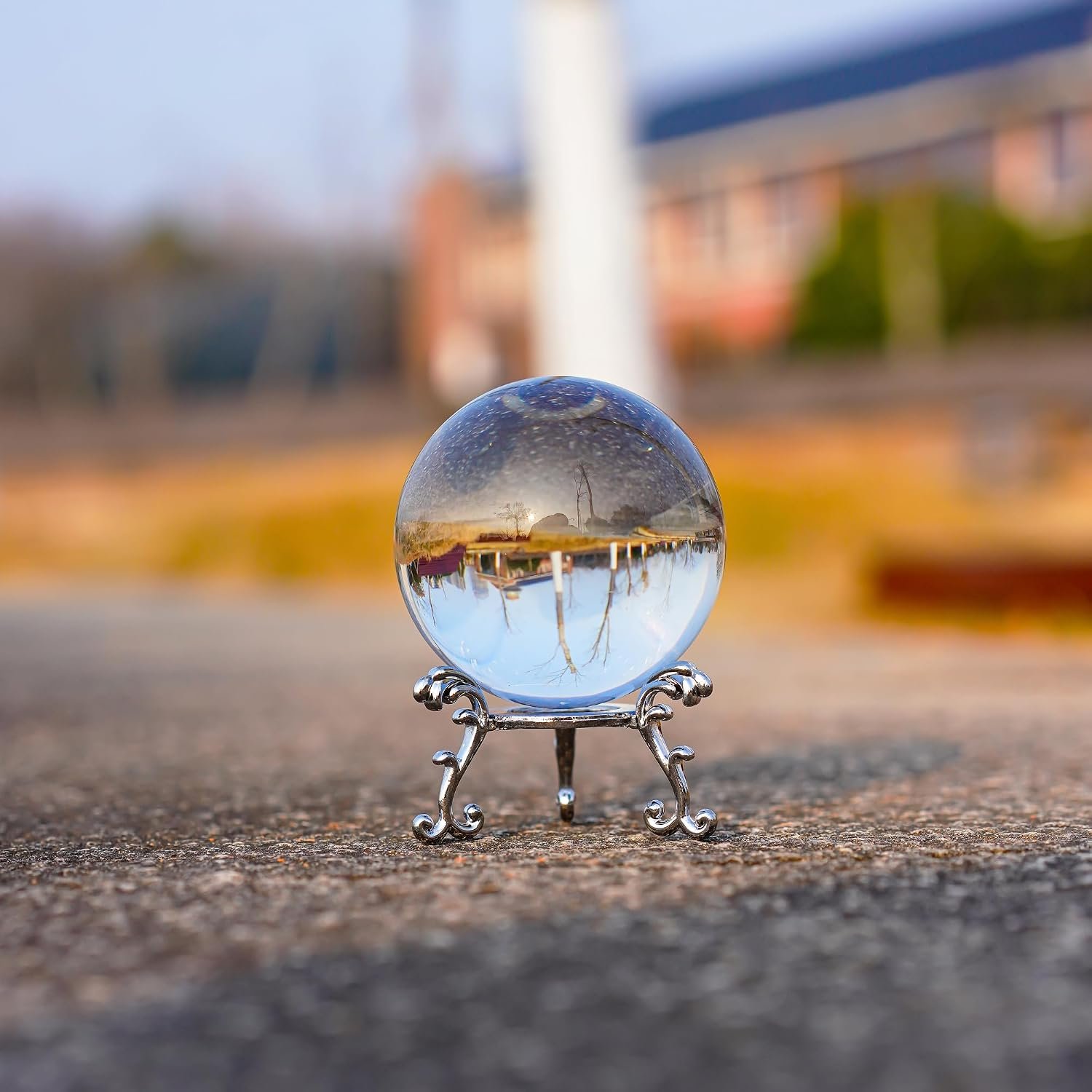 Clear Crystal Ball with Stand for Home Decor
