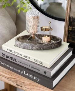 Luxury 3-Piece Decorative Books Set, Black Gray Beige
