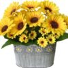 Faux Sunflowers in Pot, Rustic Farmhouse Table Décor