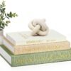 JARLINK 3 Piece Linen Faux Book Boxes Sage