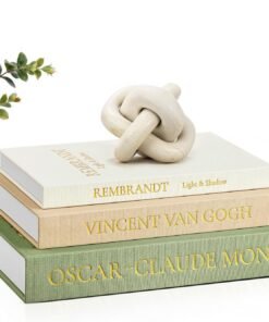JARLINK 3 Piece Linen Faux Book Boxes Sage